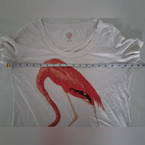 Tory Burch/ 100% Cotton/ Cream Tee with Coral Flamingo Graphic/ Size US M - Picture 8 of 10